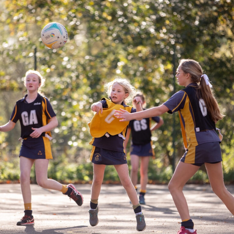 students playing netball