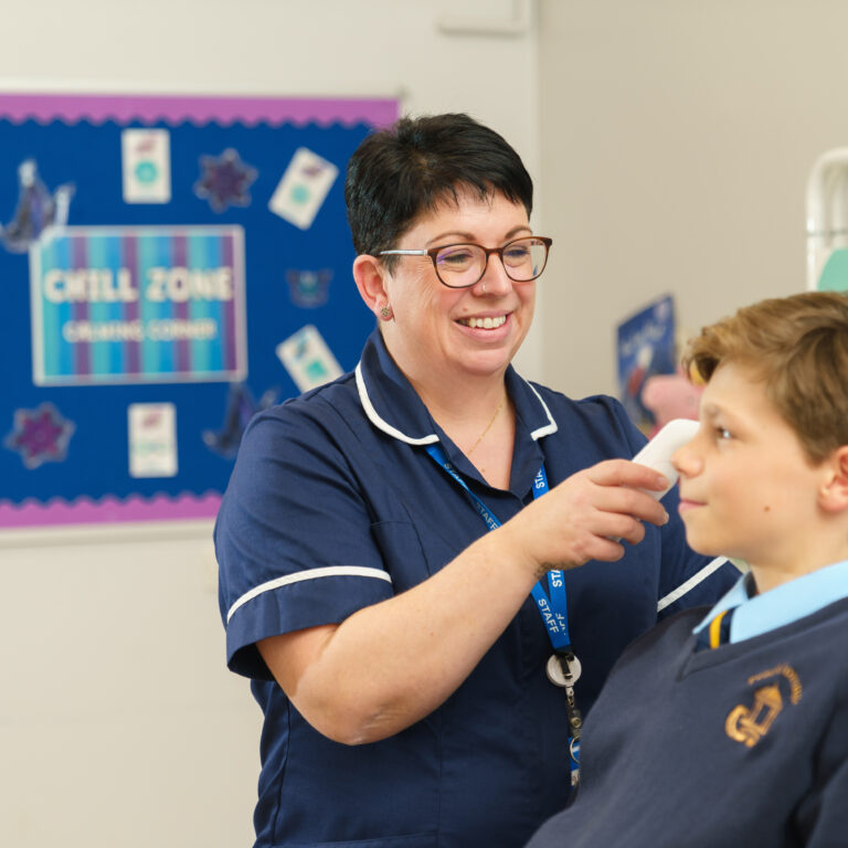 student with the nurse