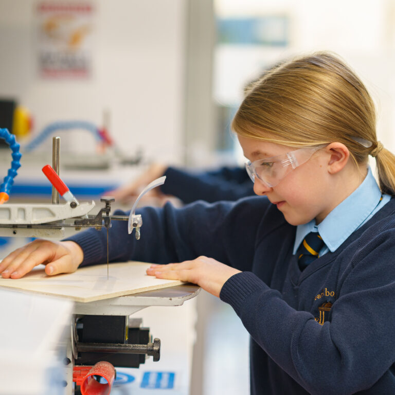 student using a machine